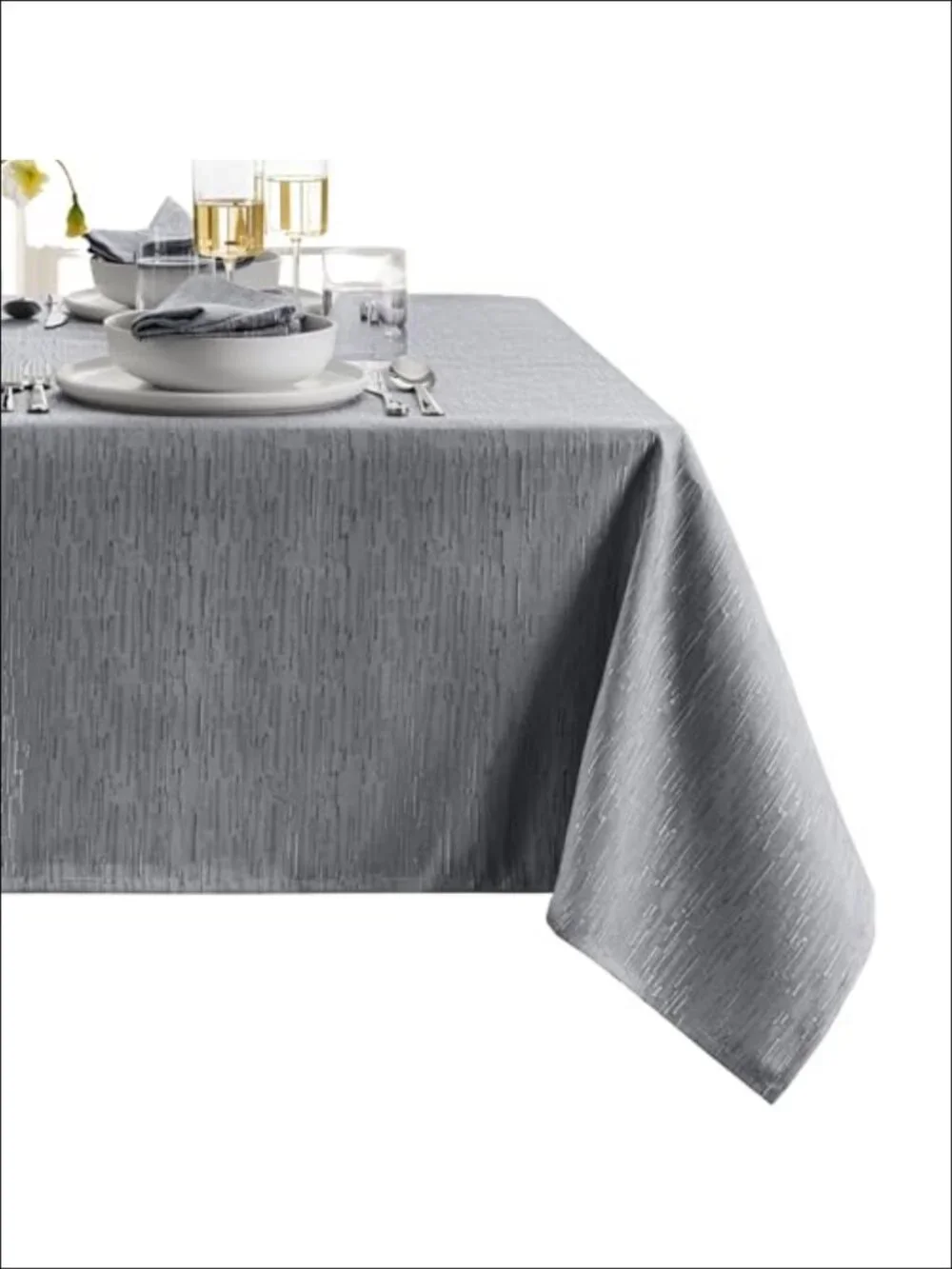 Water Resistant 100% Polyester Tablecloth 60x120 Slub Weave Dining